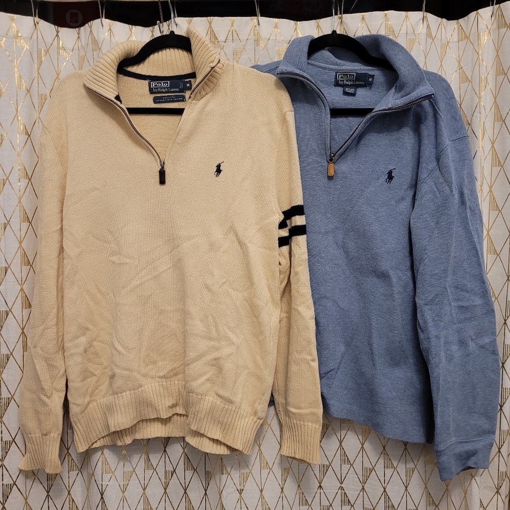 2 EUC Ralph Lauren Quarter Zip Sweaters Men's Size Medium
